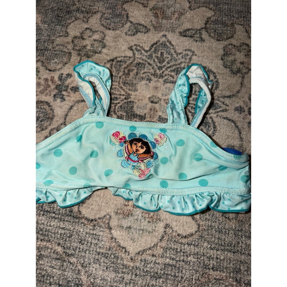 Vintage Y2K Nick Jr. Dora The Explorer Bikini Top Blue Polka Dot